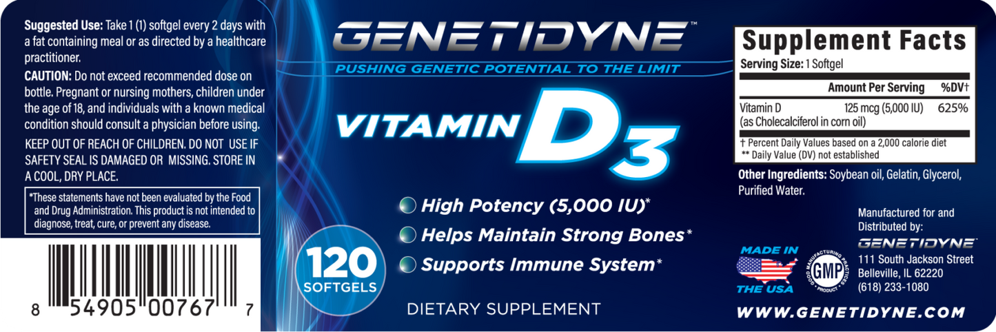 Vitamin D3 - 5000IU (cholecalciferol) -90 softgel